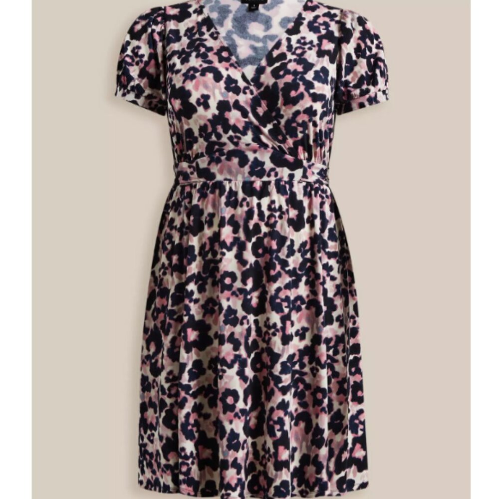 Torrid Mini Studio Knit Surplice Dress Black Pink 0